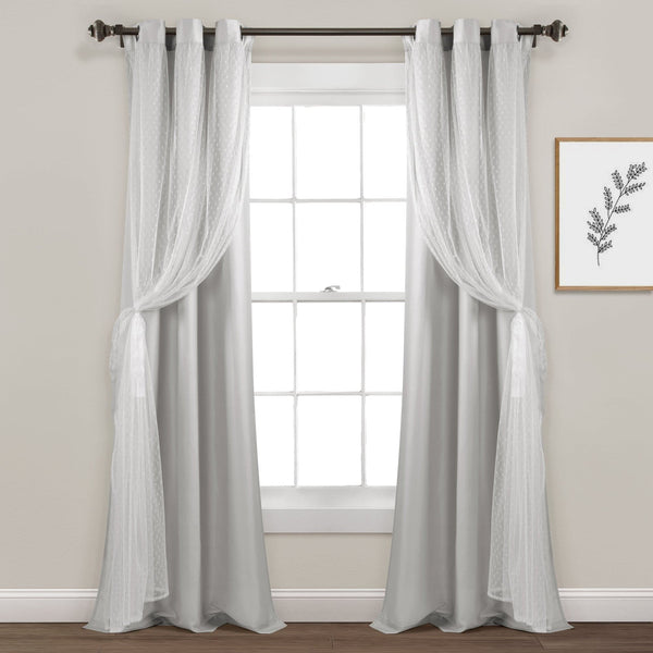 lush décor Cottage Polka Dot Sheer Window Curtain Panel Set