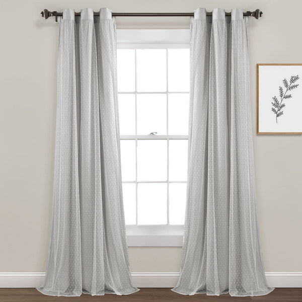 Lush Décor Cottage Polka Dot Sheer Window Curtain Panel Set