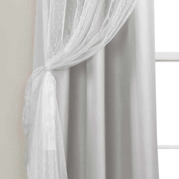 Lush Décor Cottage Polka Dot Sheer Window Curtain Panel Set