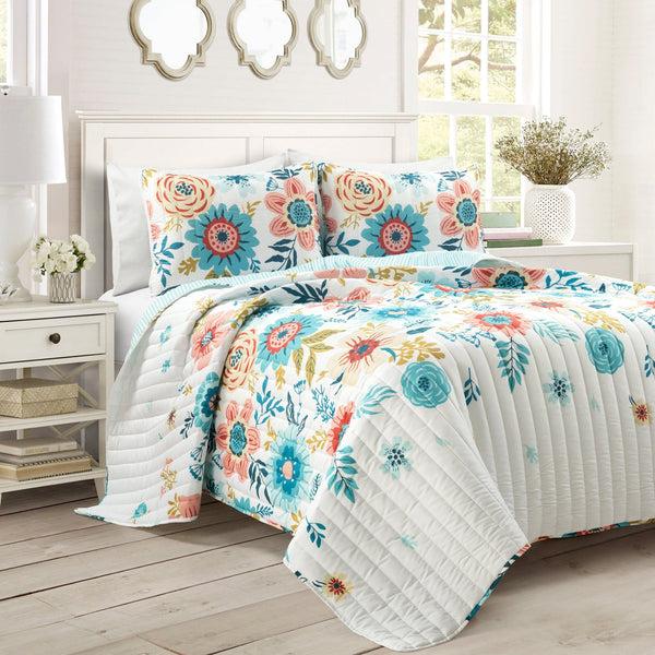 lush décor Cottagecore Ariana Flower Reversible Quilt 3 Piece Set