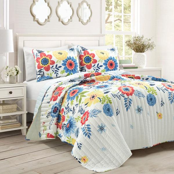 Lush Décor Cottagecore Ariana Flower Reversible Quilt 3 Piece Set
