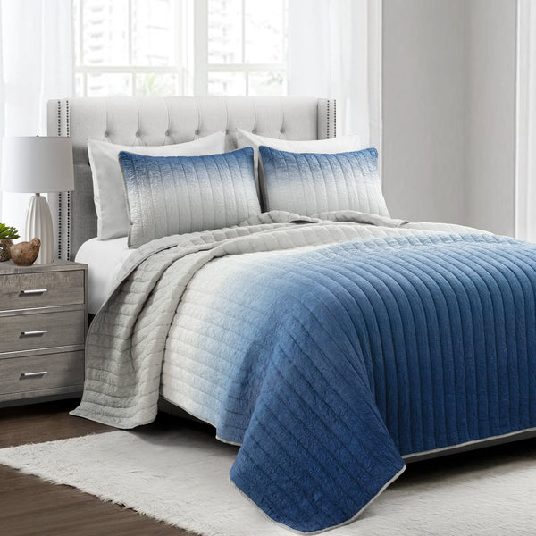 Lush Décor Crinkle Ombre Oversized Quilt 3 Piece Set