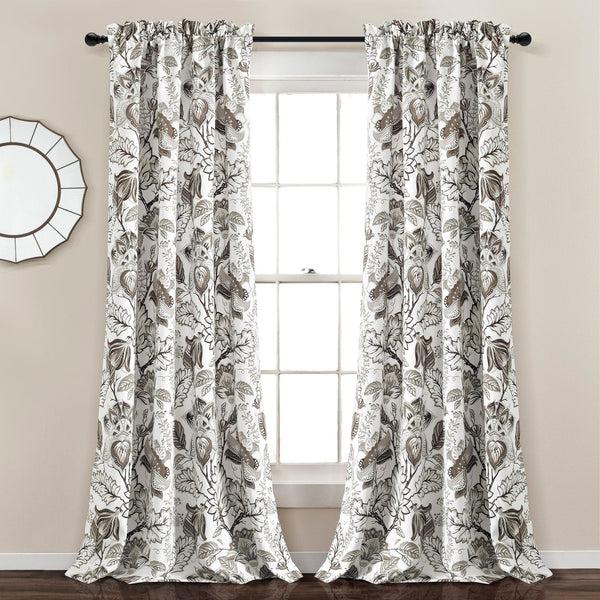 Lush Décor Cynthia Jacobean Light Filtering Window Curtain Set