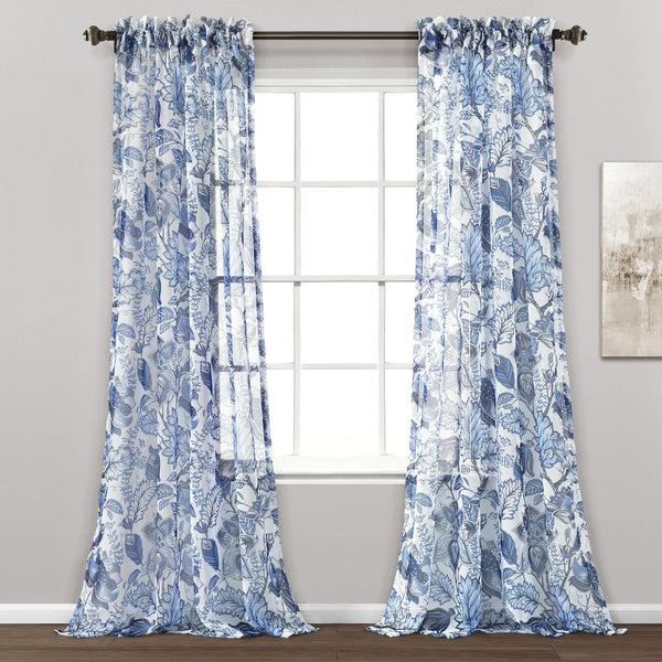 lush décor Cynthia Jacobean Sheer Window Curtain Panel Set
