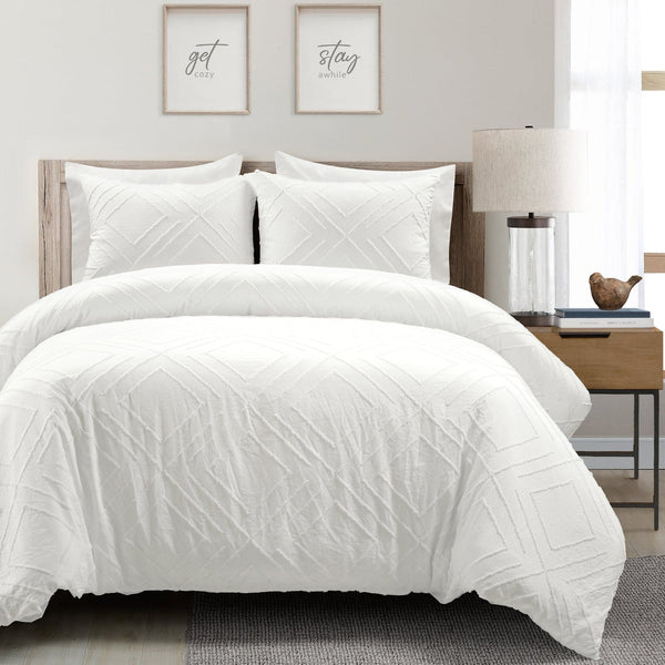 lush décor Diamond Clip Jacquard Duvet Cover 3 Piece Set