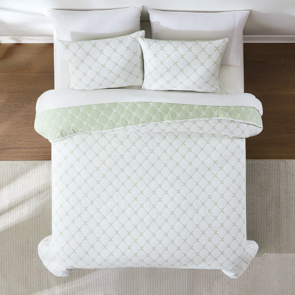 Lush Décor Diamond Leaf Jacquard Reversible Matelasse Coverlet Set