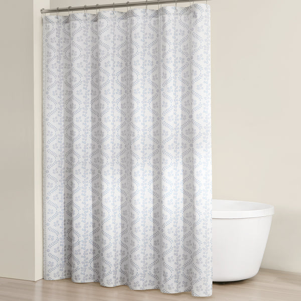 Lush Décor Doreen Delicate Floral Linen Textured Shower Curtain