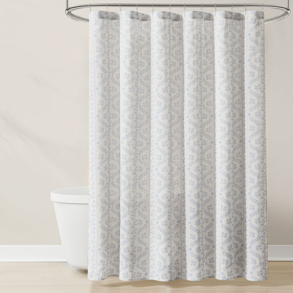 lush décor Doreen Delicate Floral Linen Textured Shower Curtain