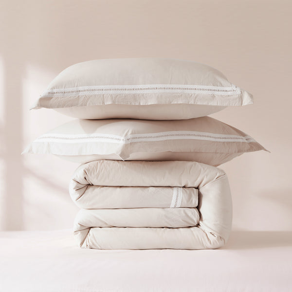 Lush Décor Doris Eyelet Inset Trim Cotton Duvet Cover Set