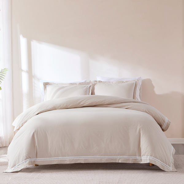 lush décor Doris Eyelet Inset Trim Cotton Duvet Cover Set