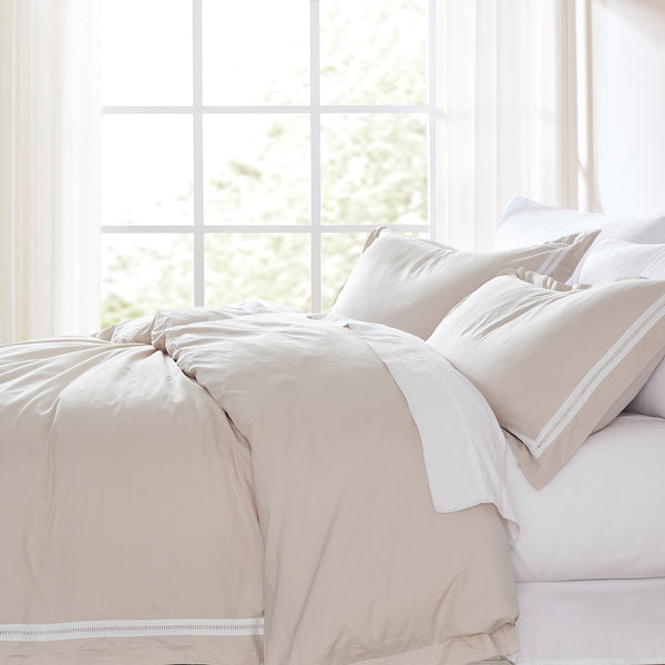 Lush Décor Doris Eyelet Inset Trim Cotton Duvet Cover Set