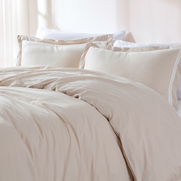 Lush Décor Doris Eyelet Inset Trim Cotton Duvet Cover Set