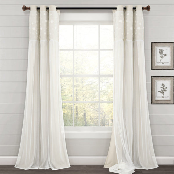 Lush Décor Dylin Flower Embroidery Window Curtain Panel