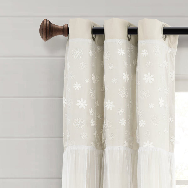 Lush Décor Dylin Flower Embroidery Window Curtain Panel