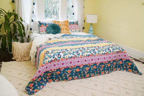 Lush Décor Emily Boho Stripe Reversible 3 Piece Quilt Set