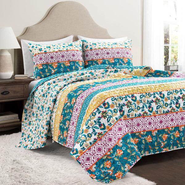 lush décor Emily Boho Stripe Reversible 3 Piece Quilt Set