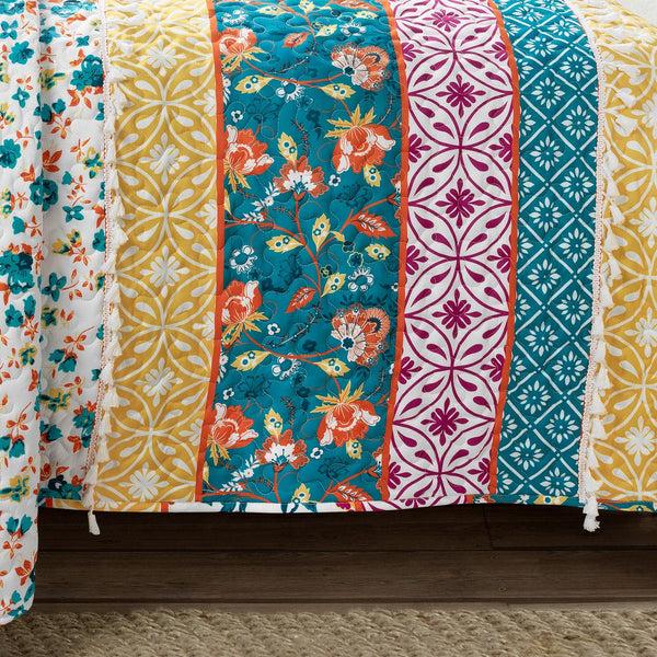 Lush Décor Emily Boho Stripe Reversible 3 Piece Quilt Set