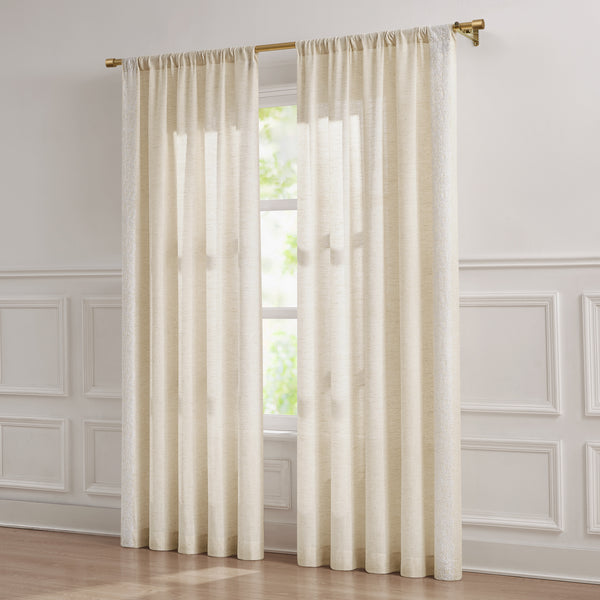 Lush Décor Emily Leaves Embroidered Window Curtain Panels