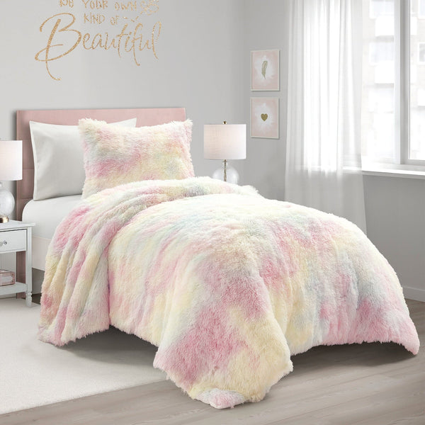 Lush Décor Emma Cozy Ultra Soft Rainbow Faux Fur Comforter Set