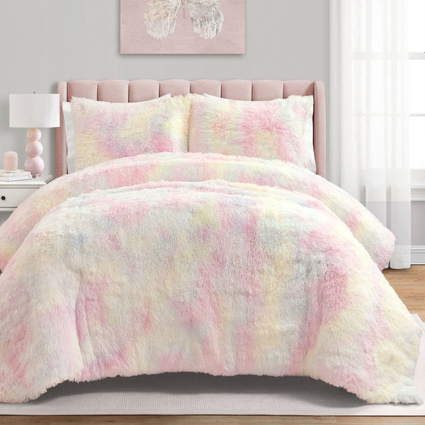 lush décor Emma Cozy Ultra Soft Rainbow Faux Fur Comforter Set