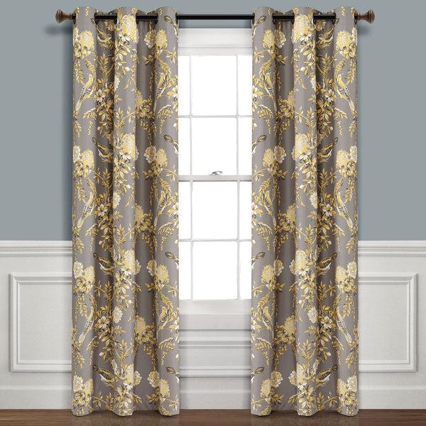 Lush Décor Farmhouse Bird And Flower Insulated Grommet Blackout Window Curtain Panel Set