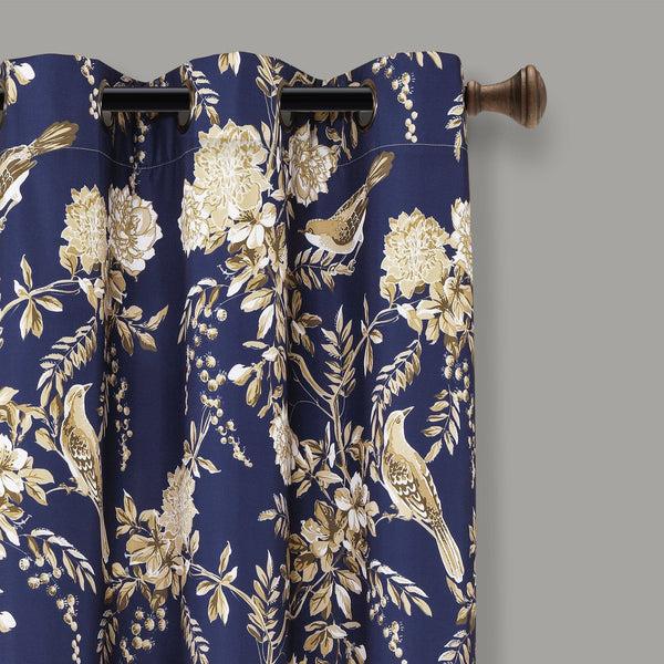 Lush Décor Farmhouse Bird And Flower Insulated Grommet Blackout Window Curtain Panel Set