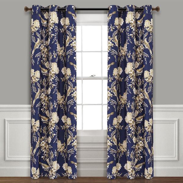 lush décor Farmhouse Bird And Flower Insulated Grommet Blackout Window Curtain Panel Set
