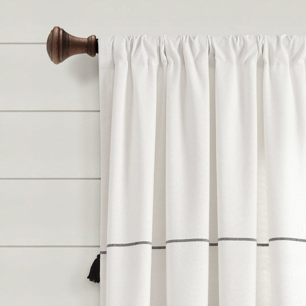 Lush Décor Farmhouse Boho Stripe Woven Tassel Yarn Dyed Recycled Cotton Blend Window Curtain Panel Set