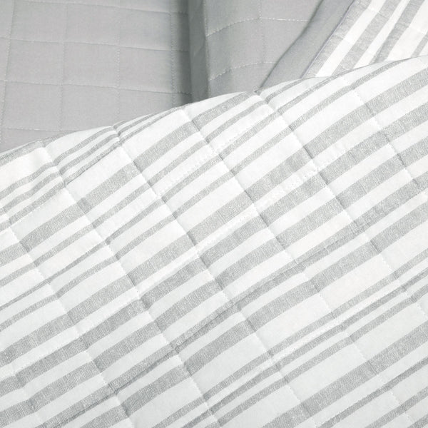 Lush Décor Farmhouse Box Stitch And Stripe Cotton Quilt 3 Piece Set
