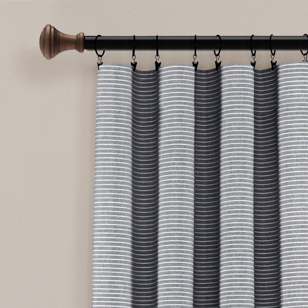 Lush Décor Farmhouse Button Stripe Yarn Dyed Woven Cotton Blend Window Curtain Panel Set