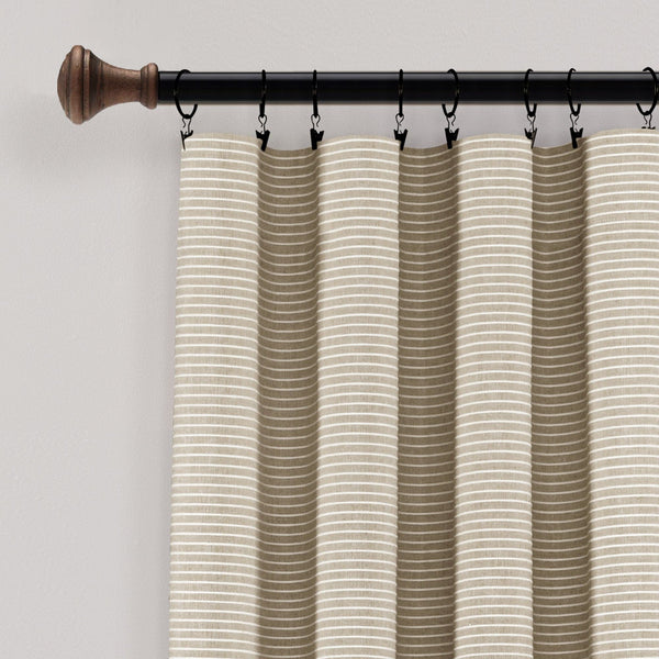 Lush Décor Farmhouse Button Stripe Yarn Dyed Woven Cotton Blend Window Curtain Panel Set