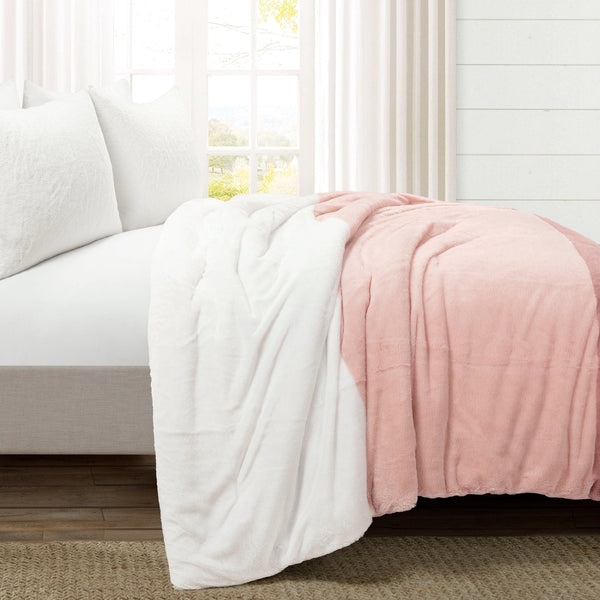 Lush Décor Farmhouse Color Block Ultra Soft Faux Fur Comforter Set