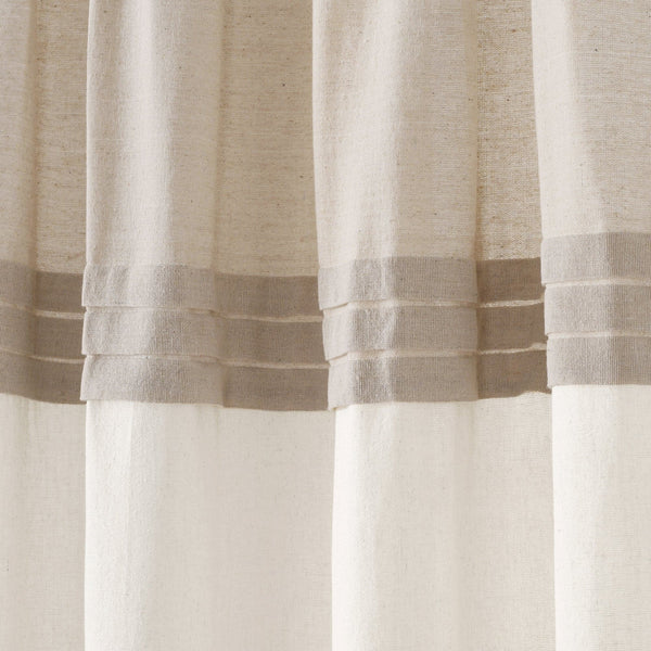 Lush Décor Farmhouse Faux Linen Colorblock Pleated Window Curtains