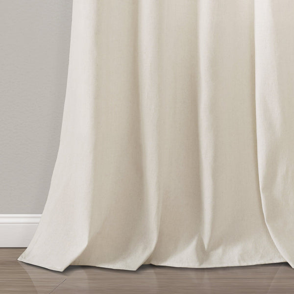Lush Décor Farmhouse Faux Linen Colorblock Pleated Window Curtains