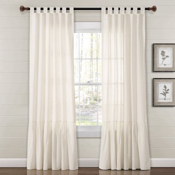 lush décor Farmhouse Faux Linen Tab Top Window Curtain Panel