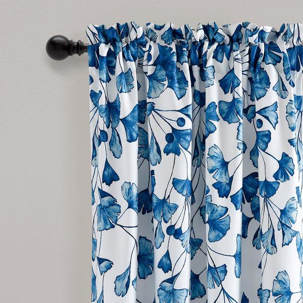 Lush Décor Farmhouse Ginkgo Leaf Light Filtering Window Curtain Panel Set