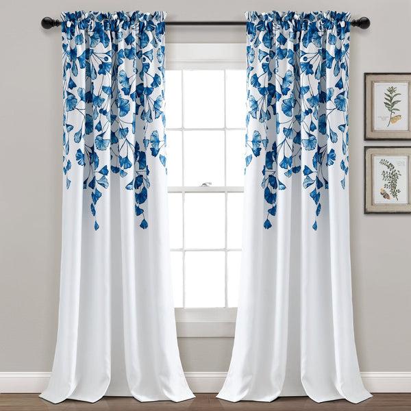 lush décor Farmhouse Ginkgo Leaf Light Filtering Window Curtain Panel Set