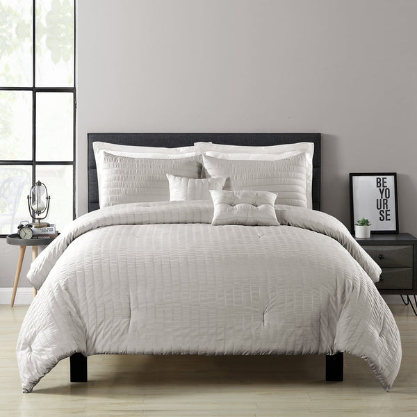 Lush Décor Farmhouse Seersucker 5 Piece Comforter Set