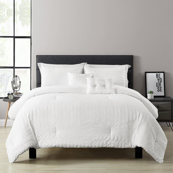 lush décor Farmhouse Seersucker 5 Piece Comforter Set