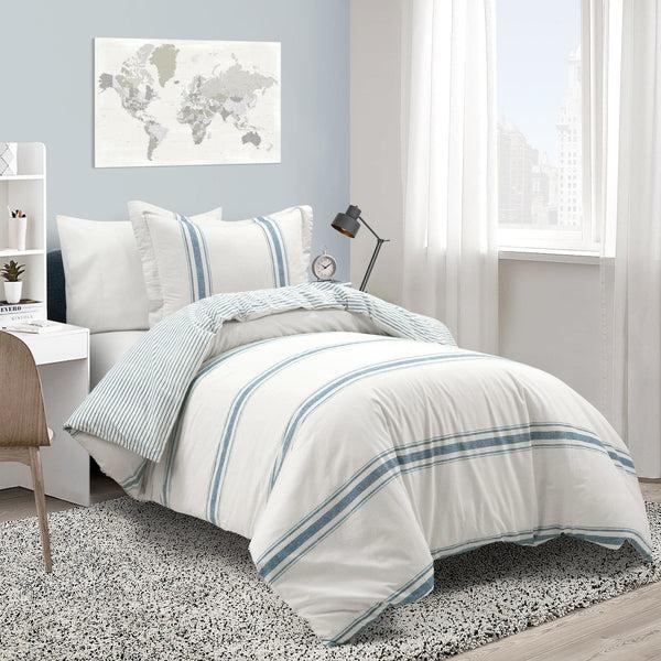 Lush Décor Farmhouse Stripe 100% Cotton Duvet Cover Set