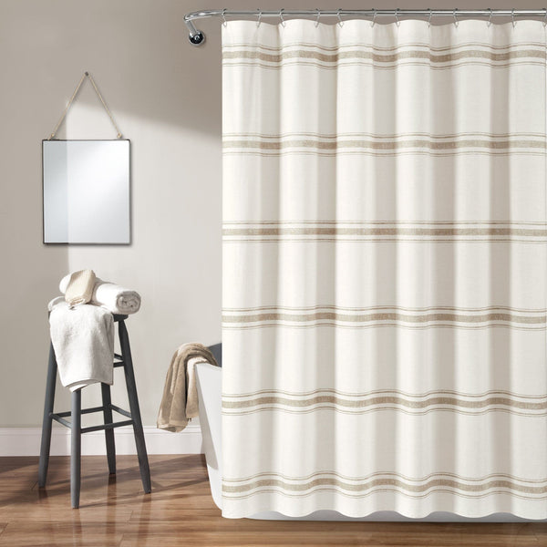 Lush Décor Farmhouse Stripe 100% Cotton Shower Curtain