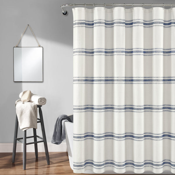 Lush Décor Farmhouse Stripe 100% Cotton Shower Curtain