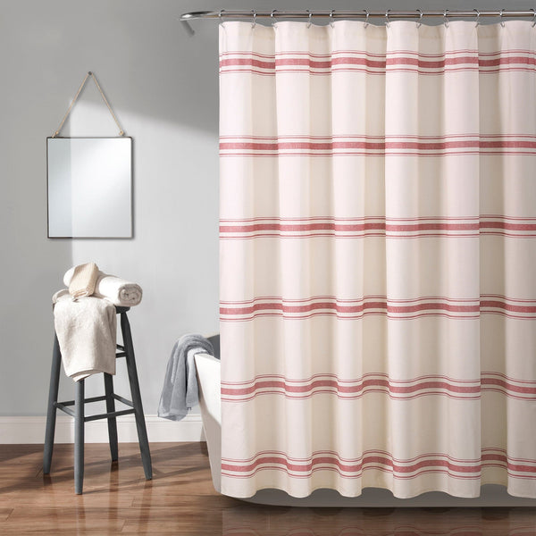 Lush Décor Farmhouse Stripe 100% Cotton Shower Curtain