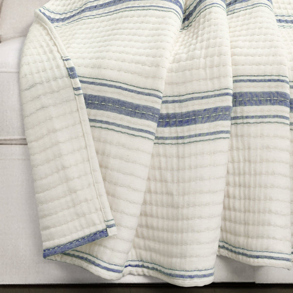 Lush Décor Farmhouse Stripe Kantha Pick Stitch Yarn Dyed Cotton Woven Throw