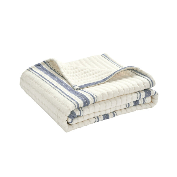 Lush Décor Farmhouse Stripe Kantha Pick Stitch Yarn Dyed Cotton Woven Throw