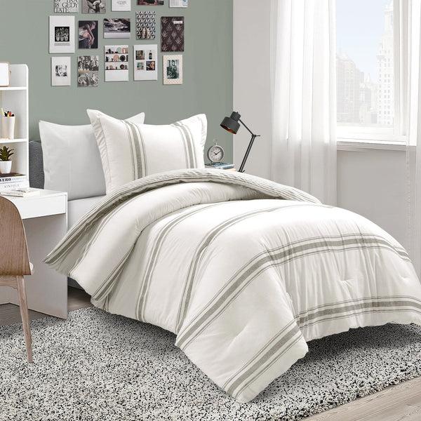 Lush Décor Farmhouse Stripe Reversible Comforter Set