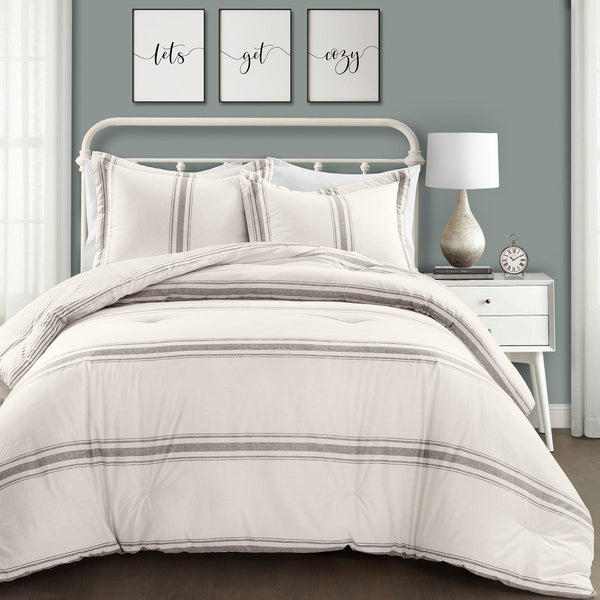 lush décor Farmhouse Stripe Reversible Comforter Set