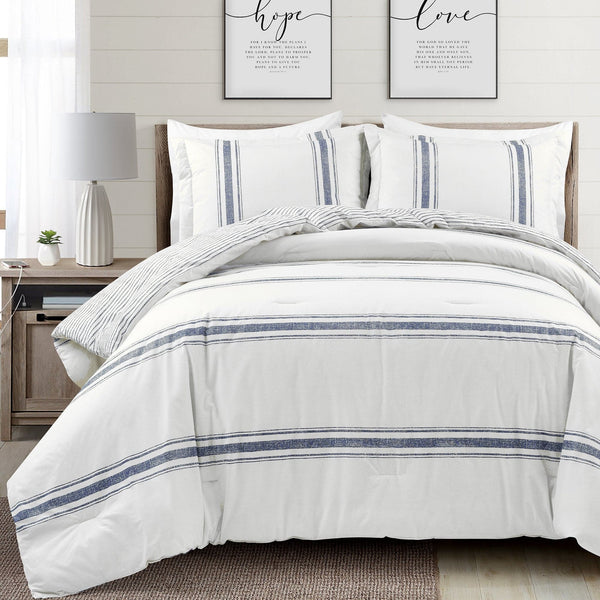 Lush Décor Farmhouse Stripe Reversible Comforter Set
