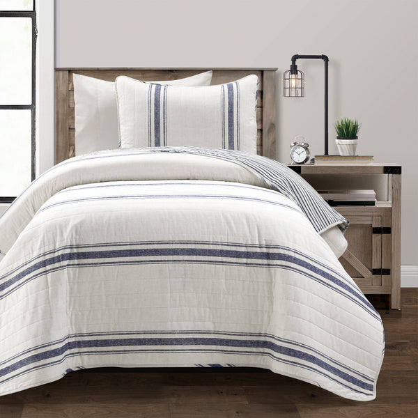 Lush Décor Farmhouse Stripe Reversible Cotton Quilt Set