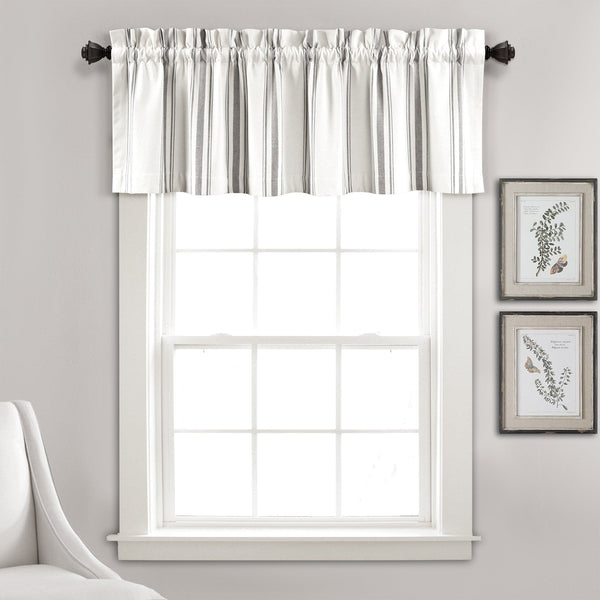 Lush Décor Farmhouse Stripe Yarn Dyed Recycled Cotton Blend Valance